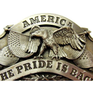 Eagle 1986 Siskiyou America The Pride is Back Belt Buckle  USA D-40 Vintage